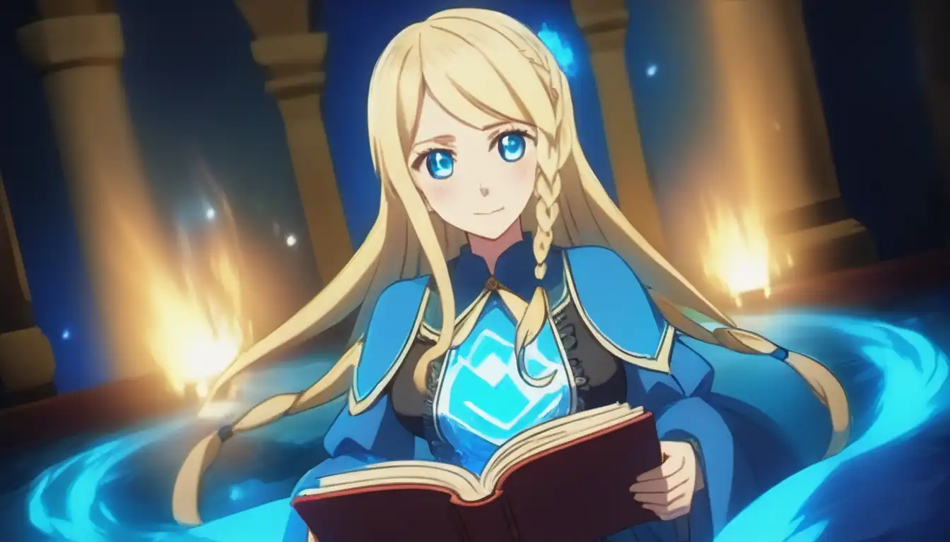 Charlotte Roselei from Black Clover, reading a book with a look of majesty and concentration.